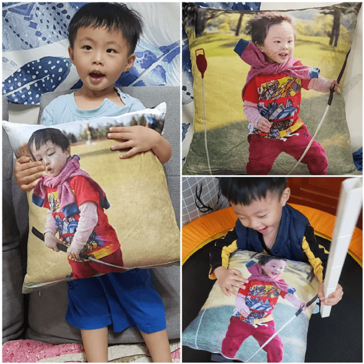 child playing customized pillow