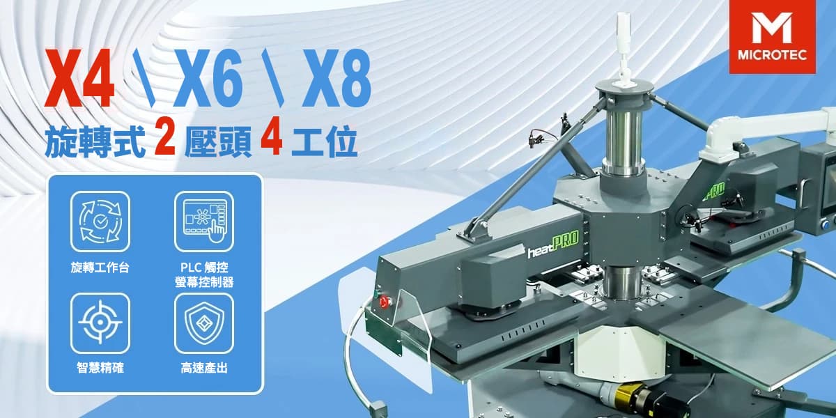 X4 四工位旋轉式熱轉印機 X4 四工位高產能旋轉式熱轉印機